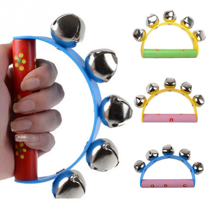 1Pcs Little Hand Held Tambourine Bell Metal Jingles Ball Percussion Musical Tambourine for Baby Children
