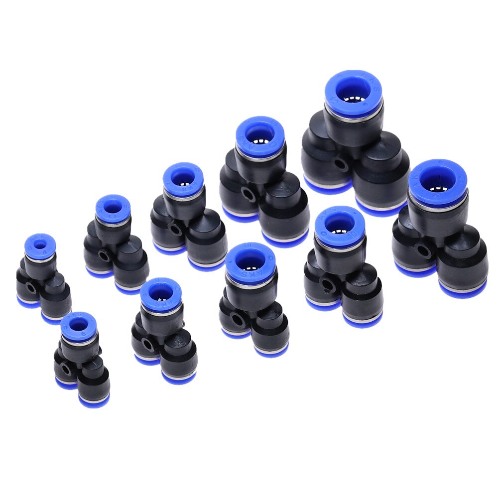"Y" Pneumatic Connector Tee Union Push In Fitting for Air Pipe joint OD 4 6 8 10 12 14 16MM Pneumatic Fittings PY