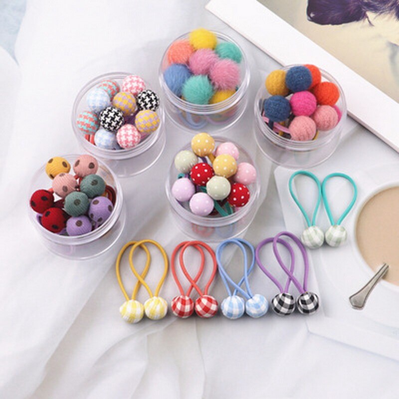 10 unids/set invierno pequeñas gomas para el pelo con pompón para bebe bolas gomillas pelo niña elasticas coles para cabello niña por lote elasticos para el pelo coleteros niña pom pom rabas pelo colets para cabello