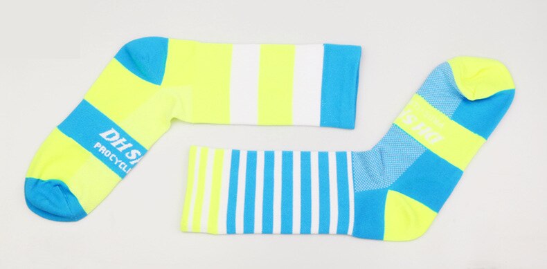 Profesjonalna jakość skarpety rowerowe mężczyźni kobiety szosowe Sox aktywność na świeżym powietrzu rower wyścigowy kompresji skarpety sportowe QTW029: Green Yellow / L for 39-46