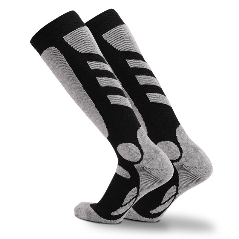Inverno meias de esqui térmicas de algodão grosso esportes snowboard ciclismo esqui meias de futebol masculino feminino absorção joelho alto elástico meias: black / L(39-42)