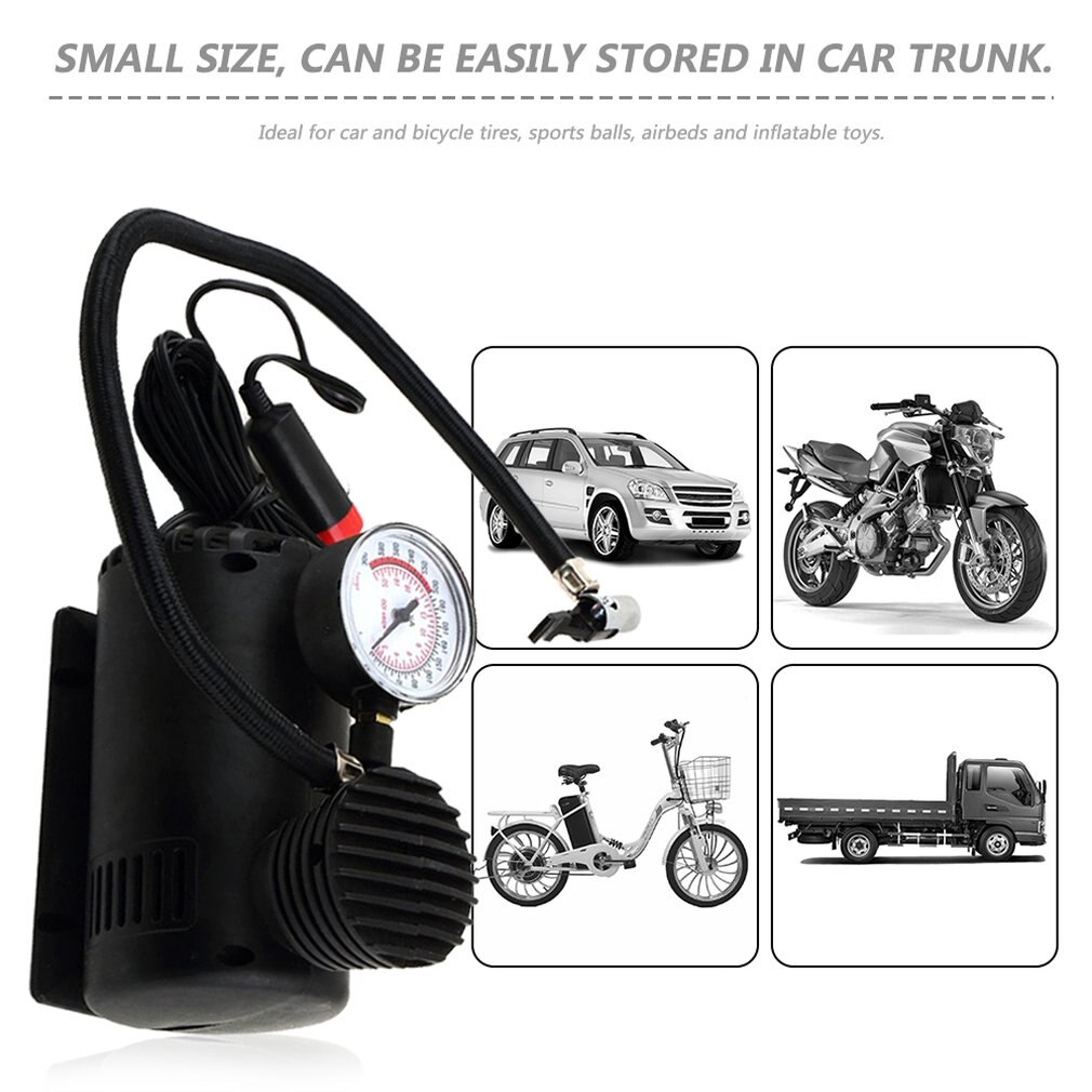 Svart bærbar allsidig 12v 300 psi bildekk dekk inflator pumpe mini kompakt kompressor pumpe bil sykkel dekk luft inflator