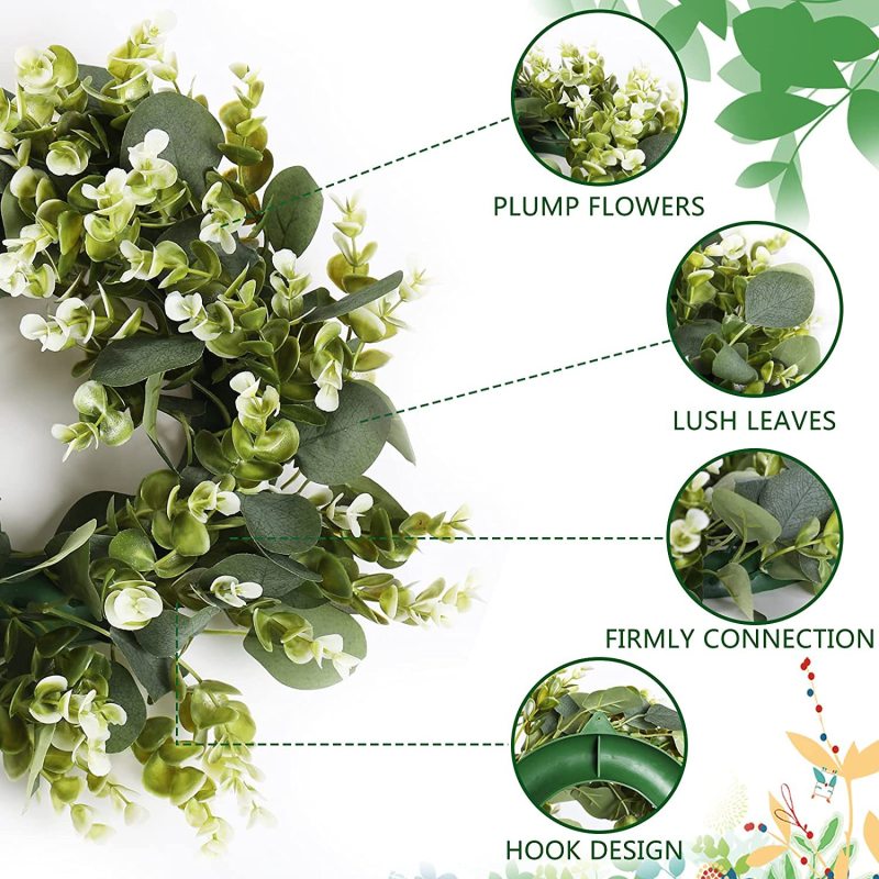 Konstgjord blomma eukalyptus krans utomhusdekoration ytterdörr vägg fönster dekoration simulering firande krans