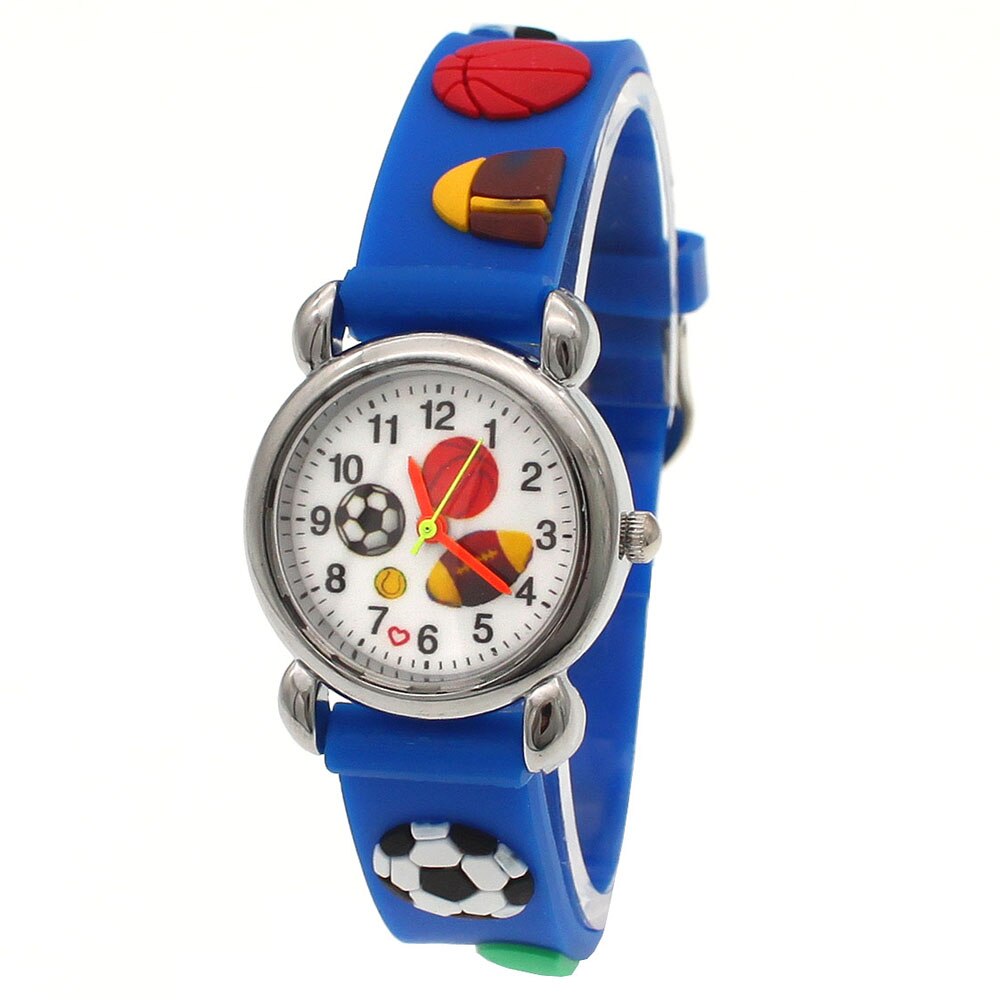 3D Cartoon Ballen Patroon 3D Rubber Band Kinderen Horloge Kinderen Quartz Horloge Voor Jongens Studenten Cartoon Sport: Dark Blue