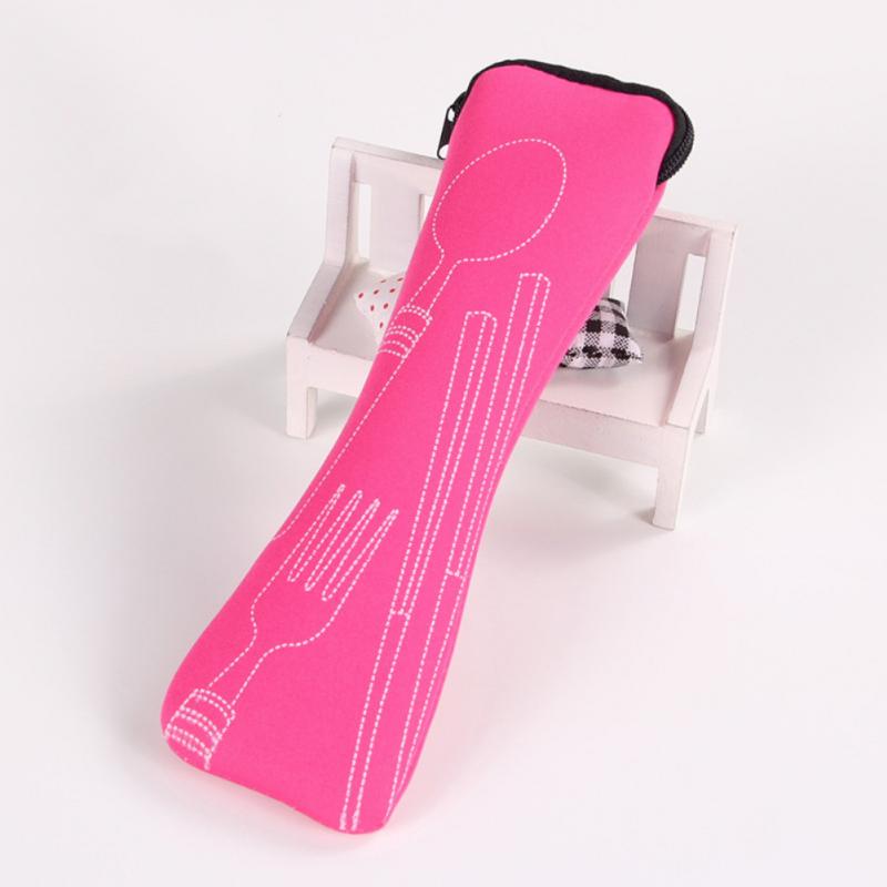 Travel Cutlery Tableware Zipper Bag Outdoor Travel Camping Recyclable Cutlery Pouch Chopsticks Spoon Cloth Storage Bag Selling