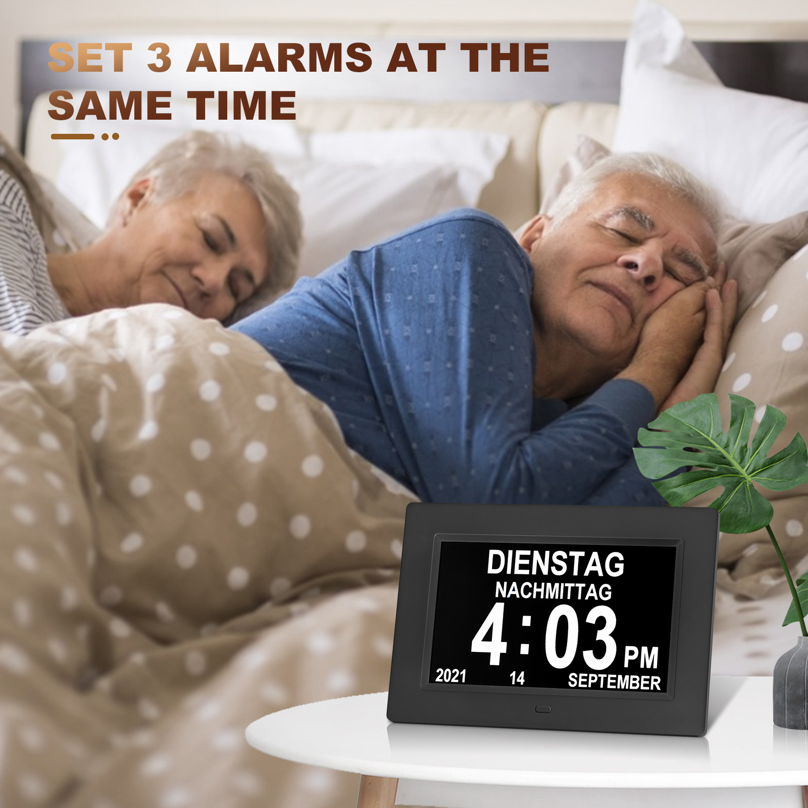 7 "Inch Digital Clock Calendar with Oversized Font Date Day Reminder for Elderly and Children Auto Dimming 9 Languages