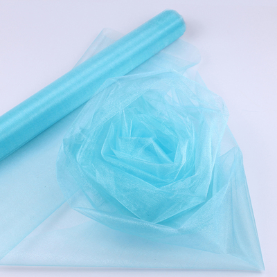 48CM x 5 M/10 M/15 M organza crystal tulle baby bad sneeuw garen voor bruiloft kerst verjaardag DIY party boog decoratie: light blue / 72cmX10m