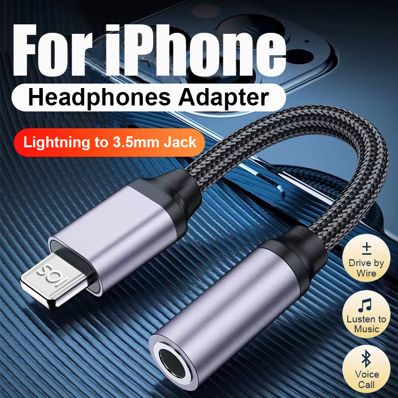 Lightning to 3.5 mm Headphone Jack Adapter Phone Dongle Converter Aux Audio Adaptor for Apple iPhone 14 13 12 11 XS XR X 8 iPad