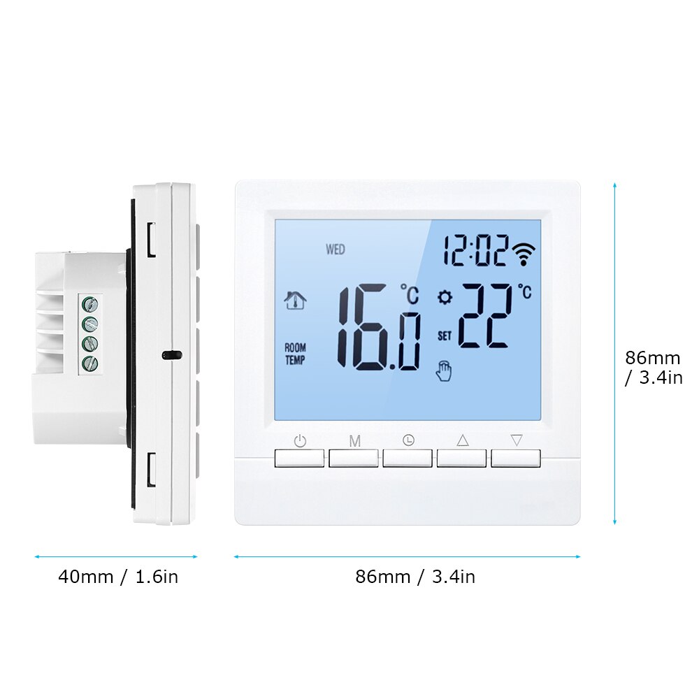 Wifi Thermostat Digital Temperature Controller Home Office APP Control Programmable Electric Floor Heating Smart Thermostat: Blue / Wi-Fi