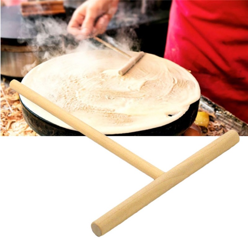 1Pc Houten T Brief Keuken Tool Stick Strooier Crêpe Pannenkoek Beslag Handig Rack Strooier Bakken Gebak Gereedschap