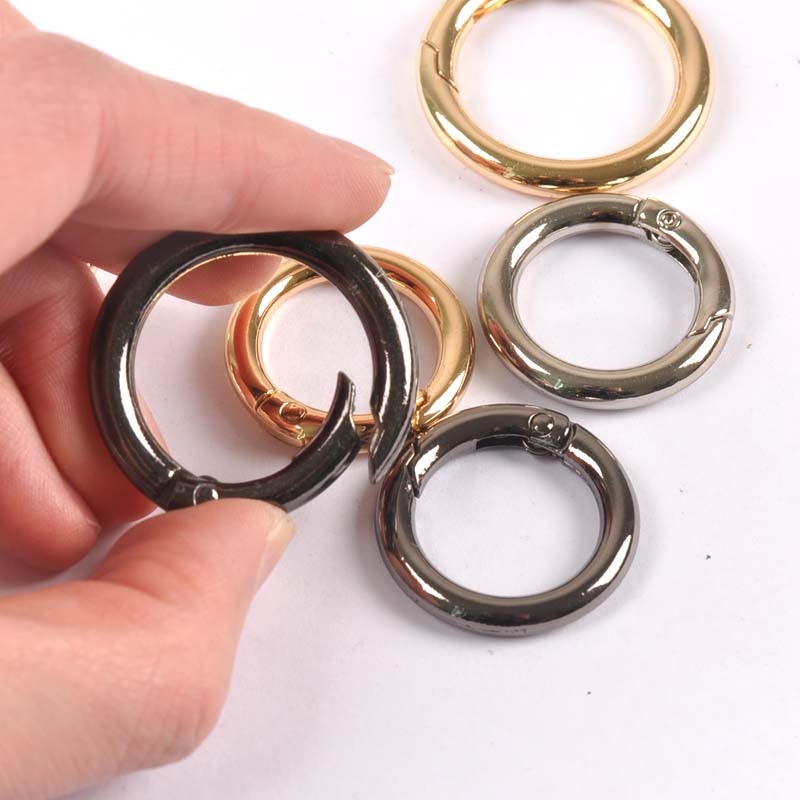 4 stuks zilver zwart goud cirkel ring verbinding tas haak diy accessoires ronde karabijnhaak schoenen riem veer sleutelhanger gespen  c2152