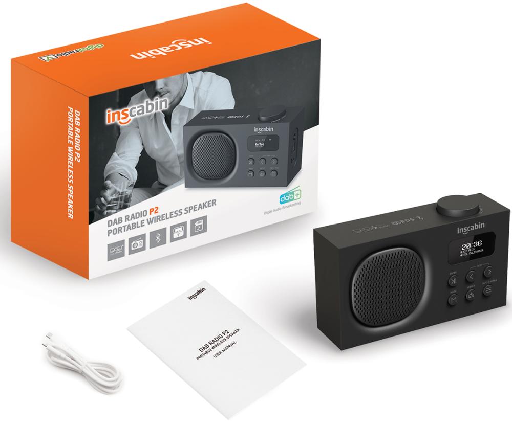 Inscabin P2/P9 Portable DAB/DAB+ FM Digital Radio/Wireless Speaker with Bluetooth/Dual Alarm Clock/Rechargable Battery