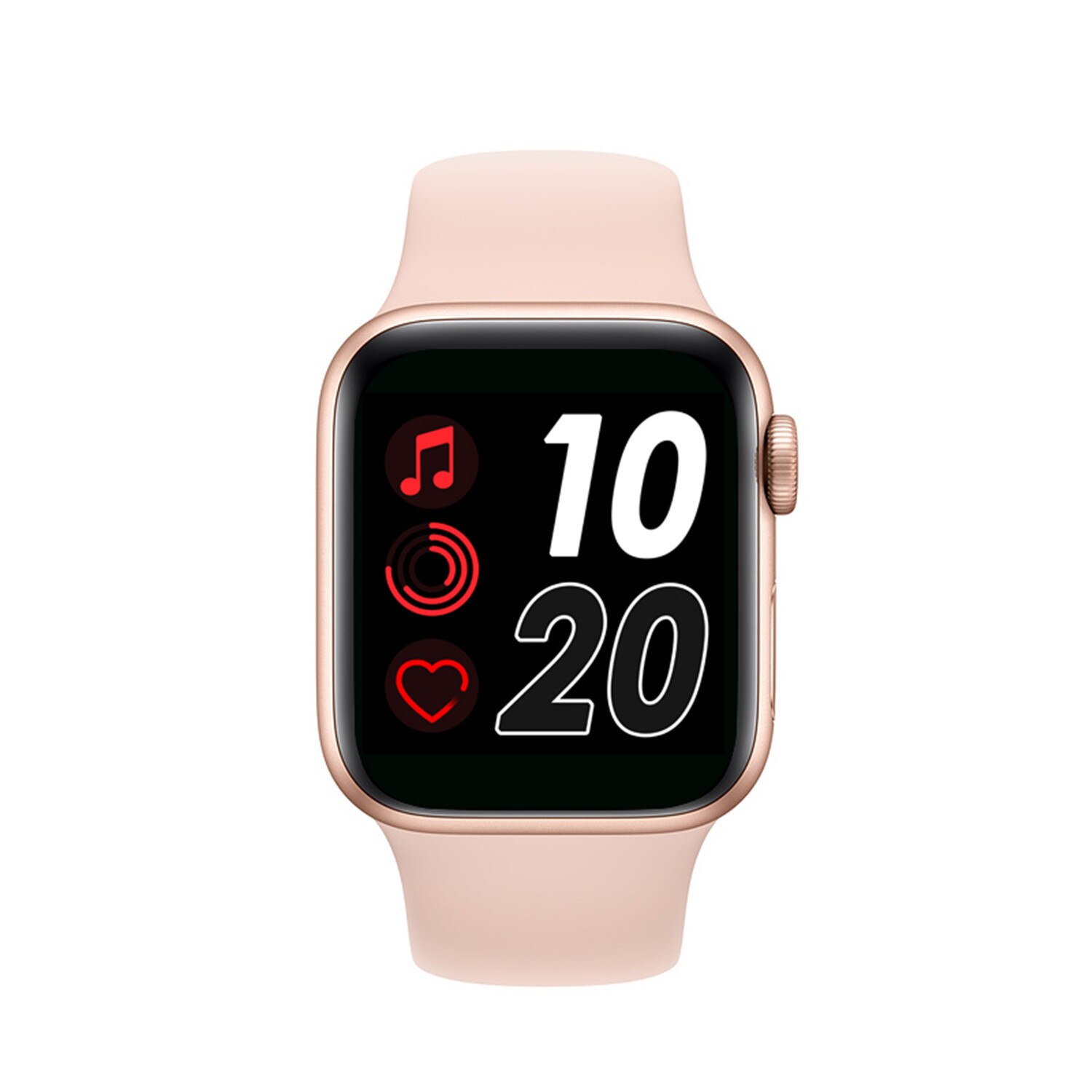 Montre connectée T500 avec appels et musique, moniteur de fréquence cardiaque, de pression artérielle et d'oxygène dans le sang, mesure les pas, commerce extérieur: Rose