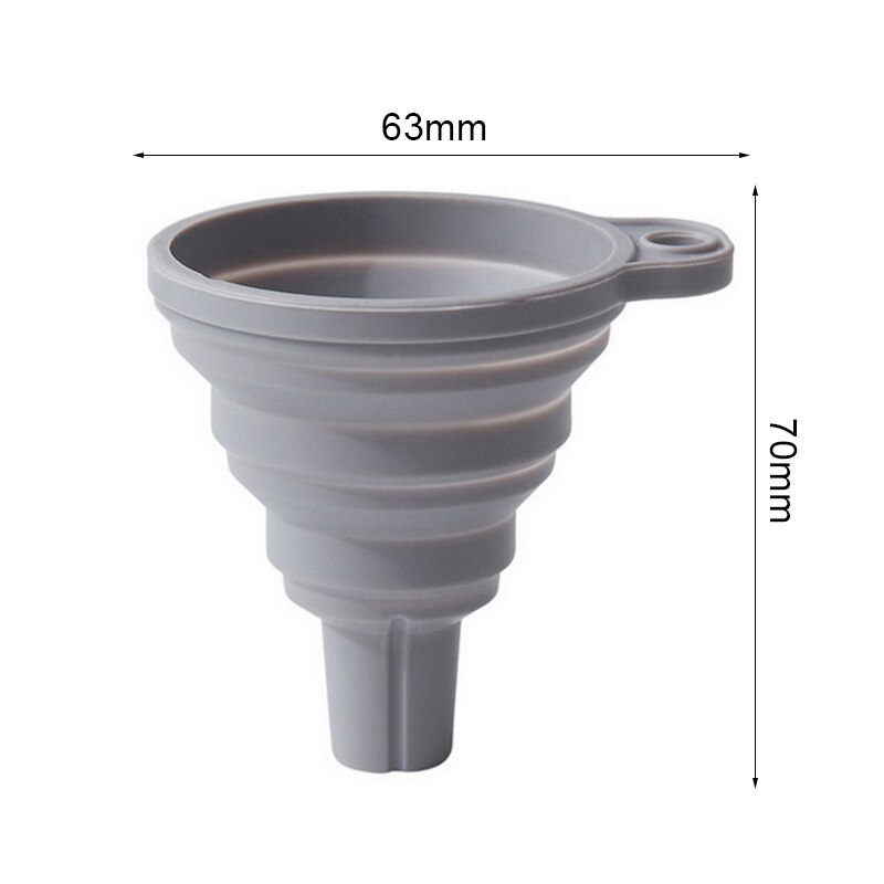 Food Grade Silicone Gel Folding Funnel Foldable Telescopic Long Neck Funnel Liquid Filling Kitchen Tools: grey