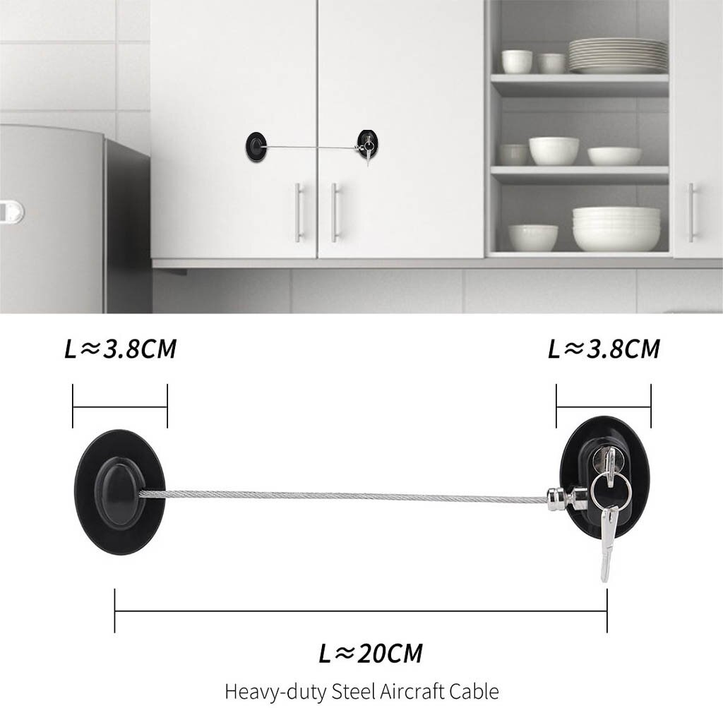 2020New Refrigerator Door Lock Strong Adhesive Freezer Door Lock File Drawer Lock Child Safety Cupboard Lock with Key # WBY