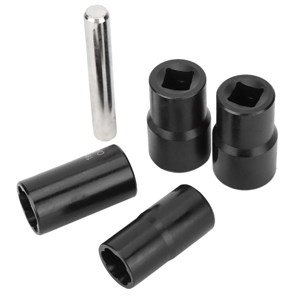 5Pcs Twist Socket Set Locking Wheel Nut Bolt Stud Extractor Removers 17mm 19mm 21mm 22mm Socket carbon steel