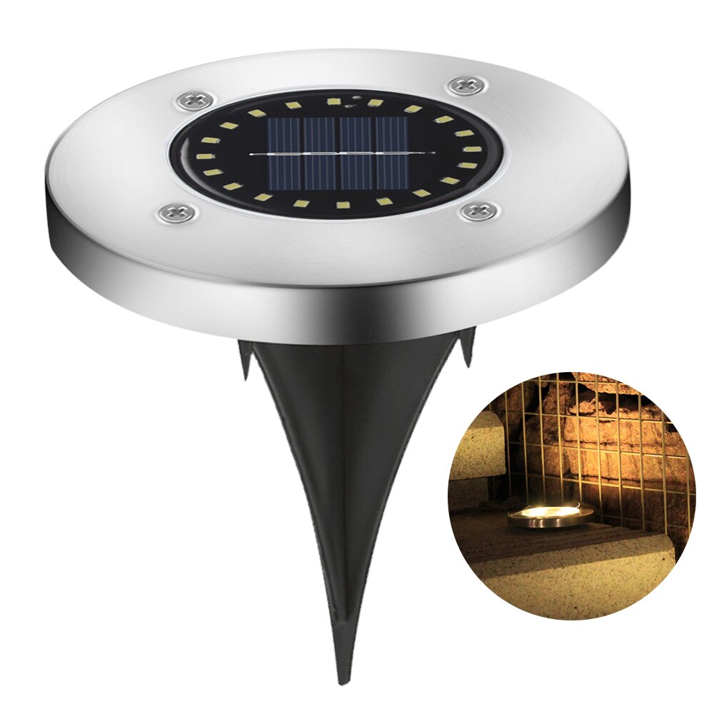 8 led 1pc aurinkovalo ulkona vedenpitävä 8 led aurinkoinen katuvalo puutarhasisustus haudattu porraslamppu maanalainen terassi aurinkovalo: Lämmin valo / 12 lediä
