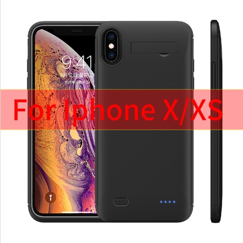 10000mah Power bank case For iPhone 11 Pro Max case Battery Charger Case For iPhone 6 6s 7 8 Plus Power Bank Charging Case: Black For X XS