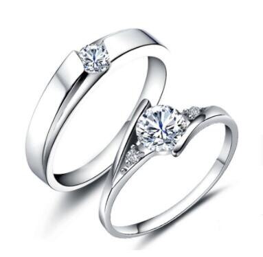 Zirkon Einstellbare silber farbe Paar Hochzeit Ringe für Frauen und Männlichen Strass Engagement Ring für Paar: 14