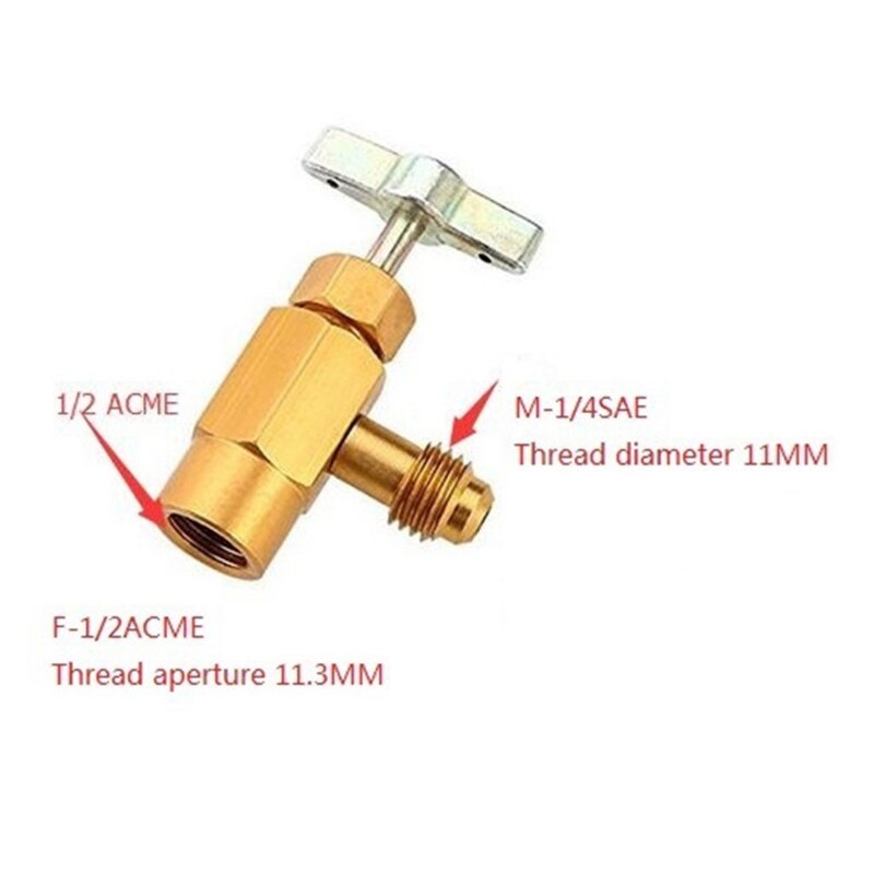 R134A Can Tap V-alve Refrigerant Dispenser Tool with Tank Adapter for 1/2 inch AC Freon Charging Hose