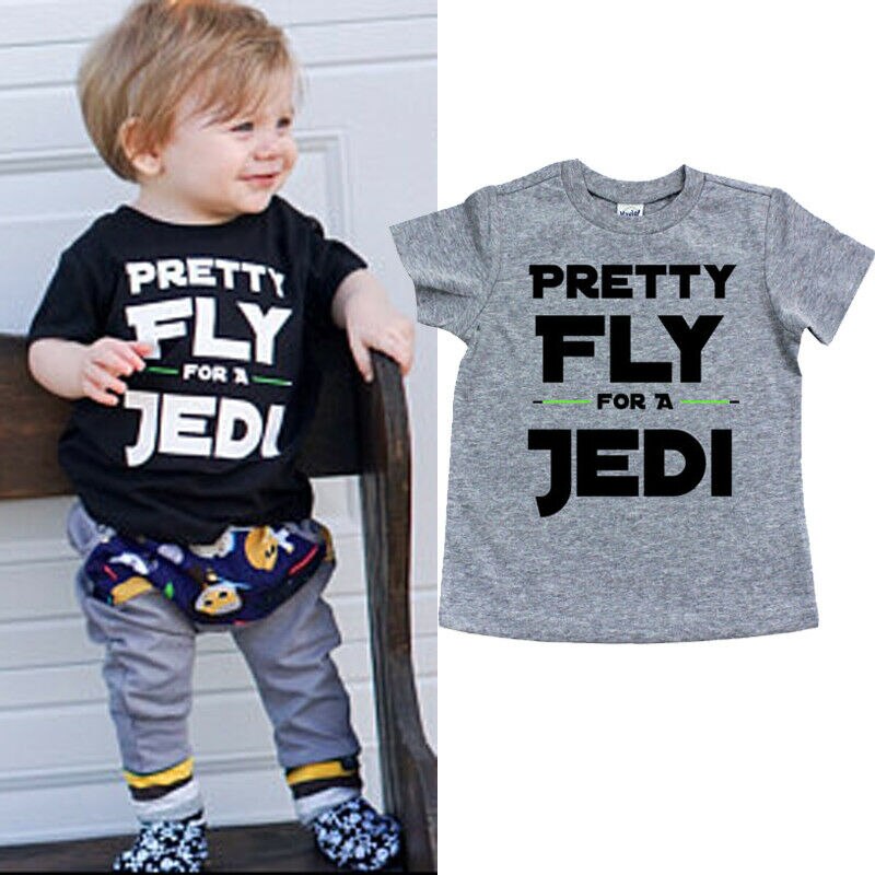 Zomer Brief Print Leuke Kind Baby Jongens Katoen Korte Mouw Star Wars Tops T-shirt Tee Shirts Kleding