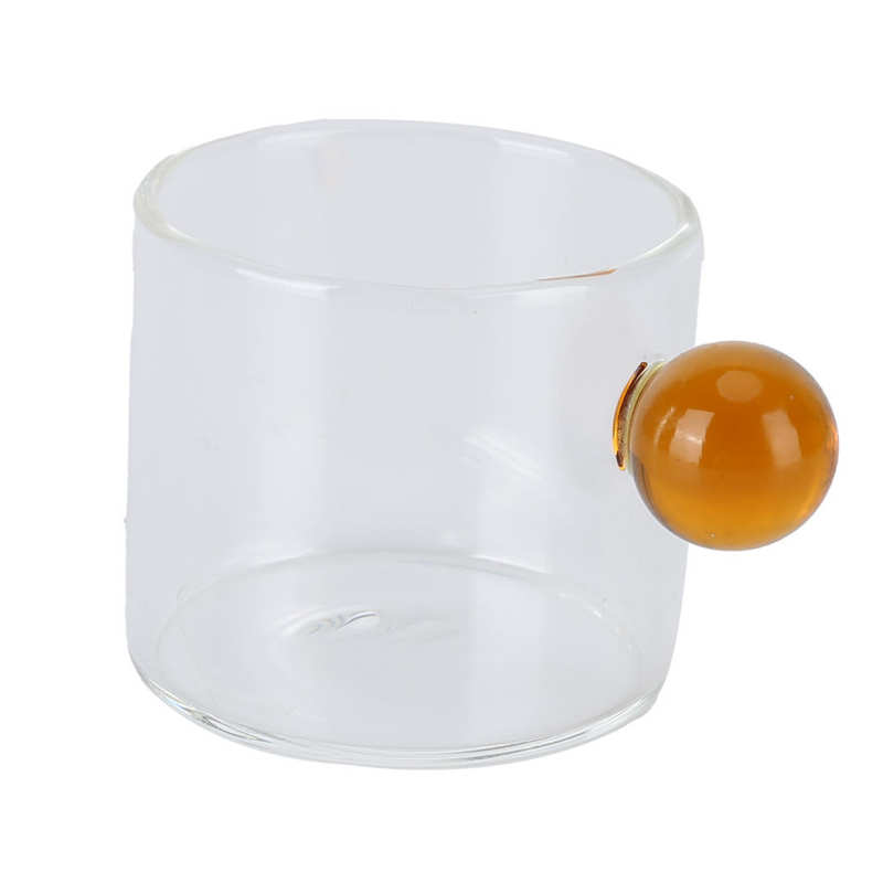 Tasse à thé en verre Transparent de 120ml, tasse à café résistante à la chaleur avec poignée en boule: YELLOW