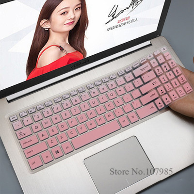 Til asus vivobook 15 n580gd n580v nx580 r560ud r560u r560 15 15.6 tommer silikone laptop tastatur cover skin protector film: Gradvis lyserød