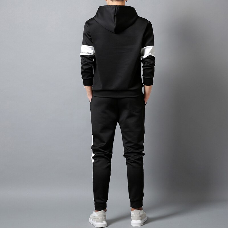 Patchwork survêtements hommes ensembles printemps automne sweat à capuche costume hommes vêtements de sport pull deux pièces ensemble décontracté hommes ensembles