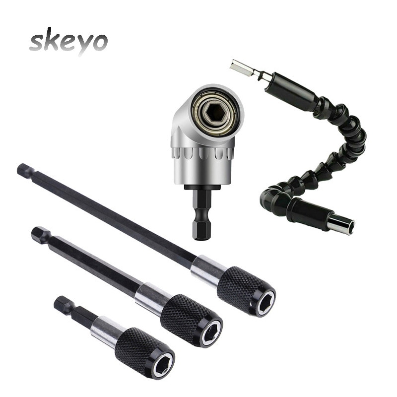 1/4" Inch Magnetic Angle Bit Adapter Screwdriver Chucks and Wrenches 105 Degree Adjustable Angle Drill Adapter