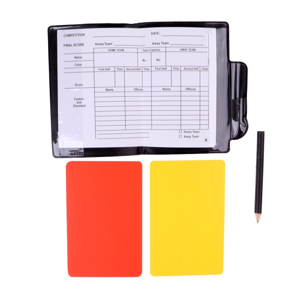 PVC FußBall Schiedsrichter Notizbuch Punktzahl Daten Blatt verrotten Gelb Karte Bleistift FußBall Punktzahl Zubehör einstellen 4,7x3,1 zoll