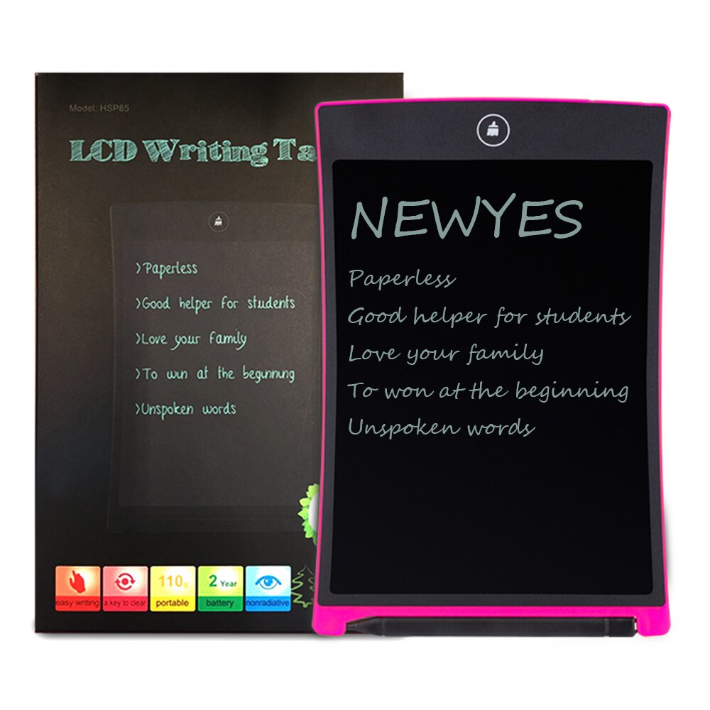 NEWYES Green LCD Writing Tablet 8.5 inch Electronic Drawing Pads Pocketbook for Kids Toy Reusable Erasable Message Board