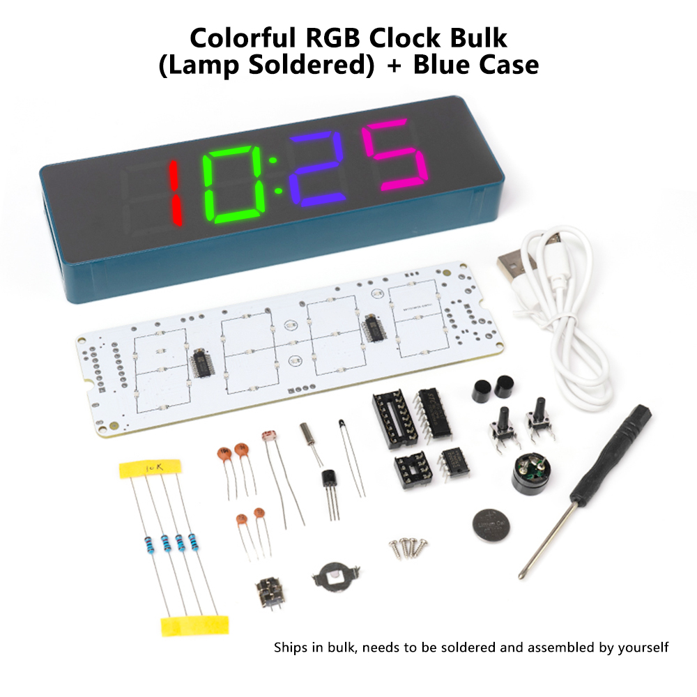 DIY Bausatz Elektronische Uhr LED Mikrocontroller Lözehn ÜSpund Praktische Ausbildung Produktion Bunte RGB Uhr verlieren Teile: Gelb