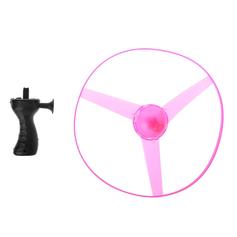 Led-blinkende, fliegende untertasse mit propeller aus kunststoff, spielzeugscheibe, hubschrauber mit zugseil