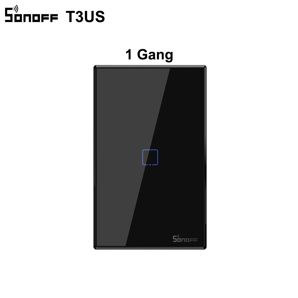 Sonoff  t3 smart wifi vegglampe us switch svart 120 type med kant 1/2/3 gang 433 rf/ app/touch control fungerer med google home: 1 gjeng
