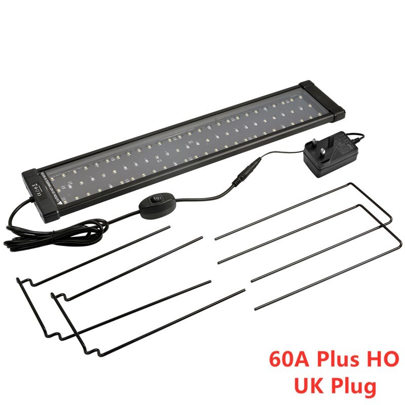 NICREW-luz de acuario clase Plus HO, lámpara de espectro completo, resistente al agua, para agua dulce, 53-75 cm, 24 W, 1030 LM: 60A UK Plug