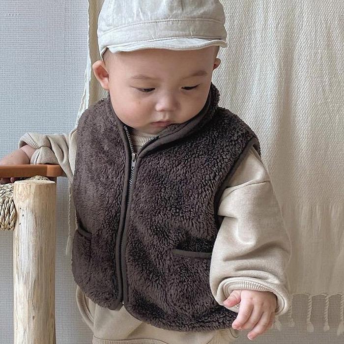 5461 automne hiver bébé épais gilet filles garçons berbère polaire gilet en peluche gilet bébé fille hiver vêtements 0-24M gilet: coffee / 6M