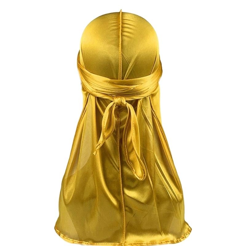 L93F Men's Soft Silky Durag Head Wrap Long Tail Dreadlocks Hat for Various Hair Type