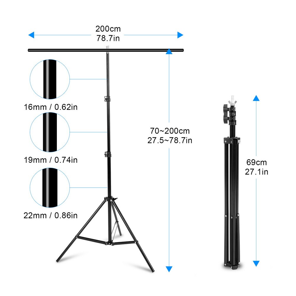 Aluminium Statief met Cross Bar voor Achtergrond Ondersteunende T-Vorm Stand PVC Achtergronden Houder 40cm 200cm Uitschuifbare hoogte Breedte
