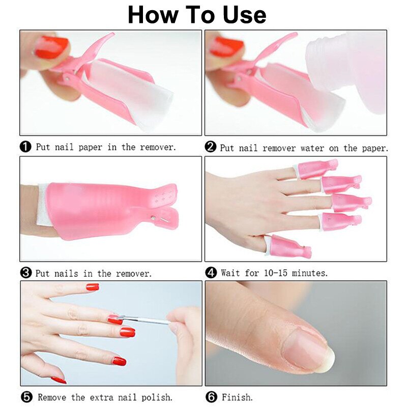 10 stuks/set plastic remover gel polish remover wraps plastic nail art soak off cap uv gel polish reinigingstool