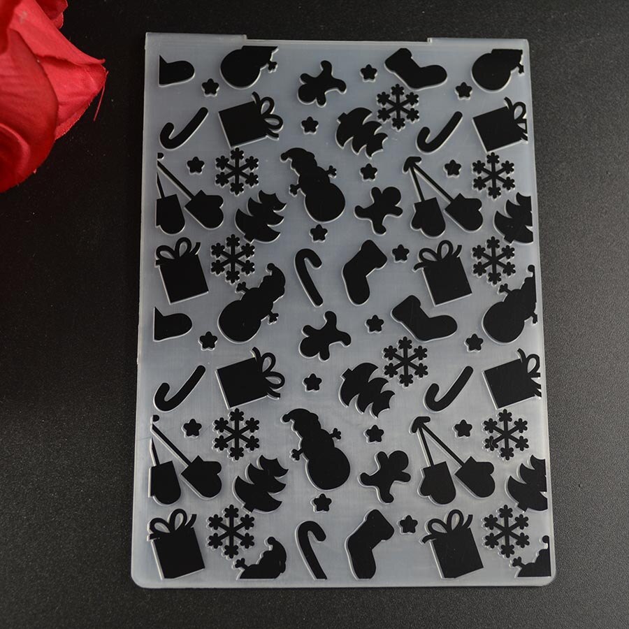 Christmas ornaments snowman plastic embossing folder for card making stationary paper crafts stencil cutting die background