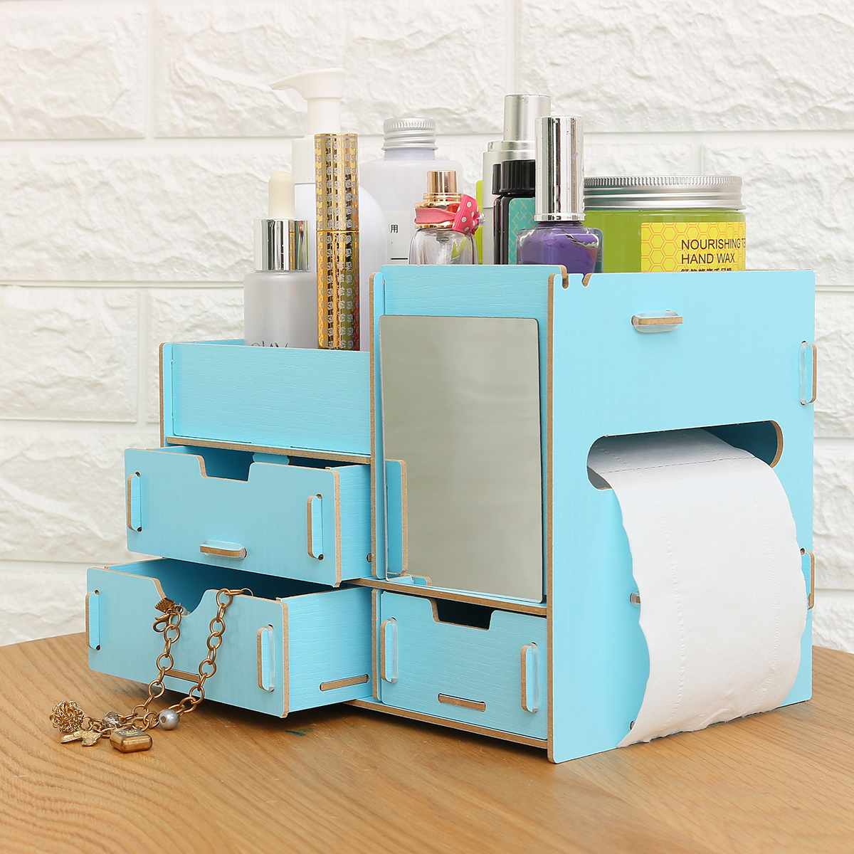 Wooden Makeup Organizer Dressing Table Makeup Box Organizer For Cosmetics Storage Makeup Jewelry Storage Box Table With Mirror