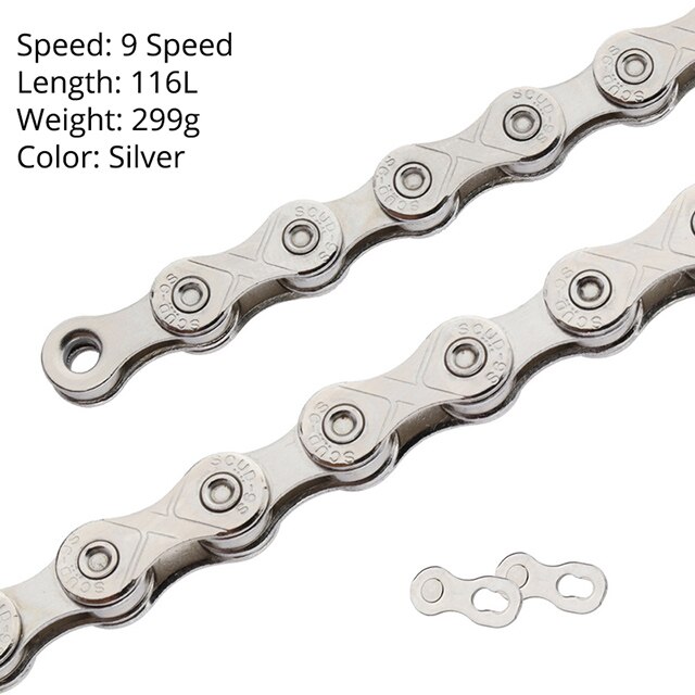SCUD Mtb Bike Chain 9 10 11 12 Speed Mountain Road Bicycle Chains Double X Rainbow Silver 116L Lightweight 10 v corrente: 9 Speed Silver