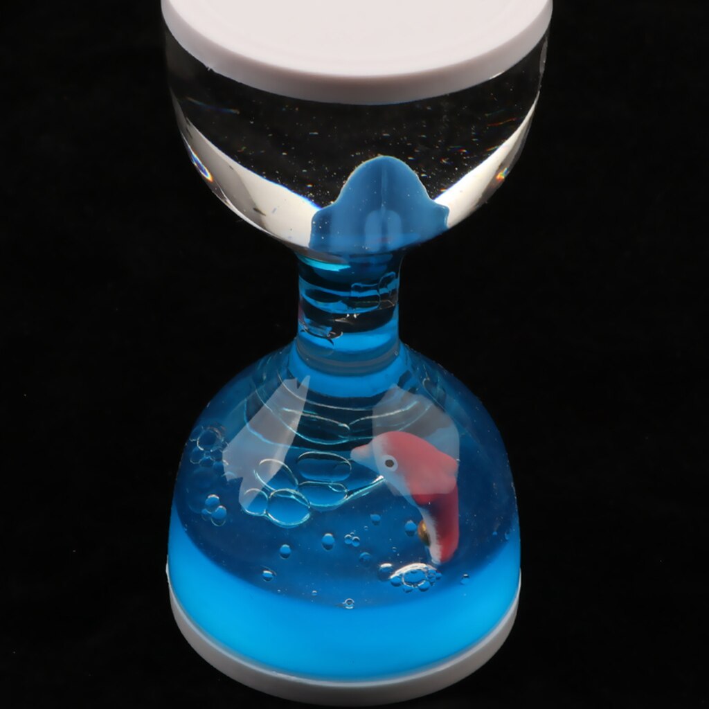 Fish Dolphin Floating Liquid Motion Hourglass Bubbler Timer Desk Fidget Toy: Blue