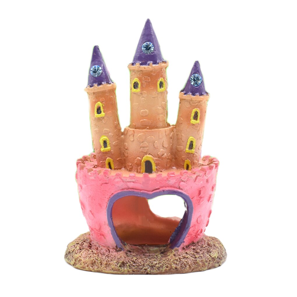 Newest Pink Princess Castle Fish Cave Aquarium Ornament Fish Tank Decoration: Default Title