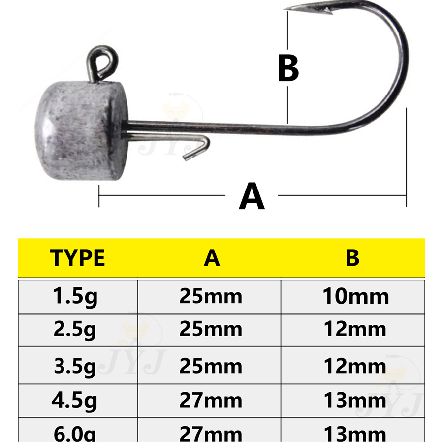 10pcs/lot Jig Head Fishing Hook Ned Rig Fishhook Soft Worm Lures Mushroom Jig Hooks Bass Trout Fishing Accessories