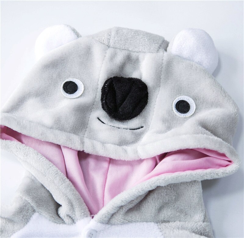 Kigurumi Grey Koala Pajama Adult Animal Onesie Women Men Couple Winter Pajamas Suit Sleepwear Flannel Pijamas