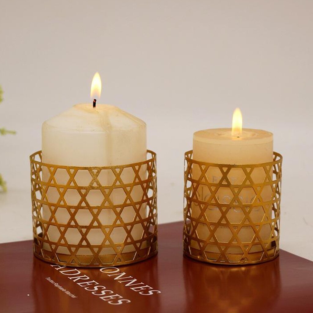 Metal Iron Candle Holder Modern Table Centerpiece for Indoor Outdoor Decor