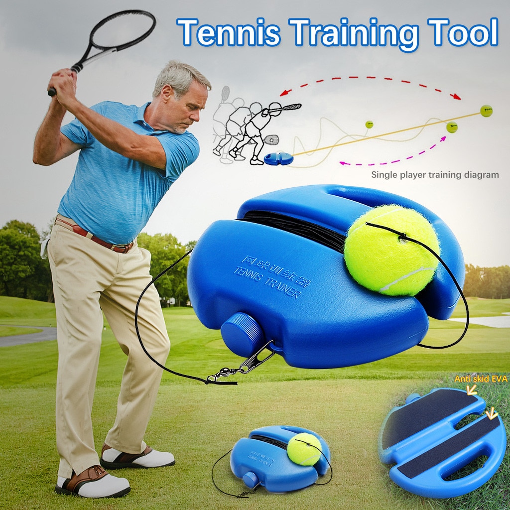 Portable Tennis Training Aids Tool With Elastic Rope 3 Balls Practice Self-Duty Rebound Tennis Trainer Partner Sparring Device