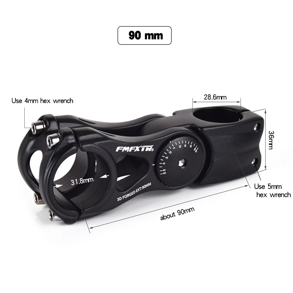FMFXTR Fahrrad Vorbau Mountainbike Lenker Höer Erzähler Winkel Steigleitung Fahrrad Zubehör 31.8*90/110/145mm verstellbaren Vorbau: 31.8x90mm