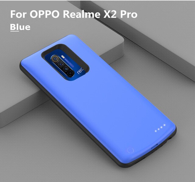 Caja de energía de batería para teléfono OPPO Reno 2Z, powerbank portátil para OPPO Realme X2 Pro, estuche de carga de batería de reserva: Blue Realme X2 Pro